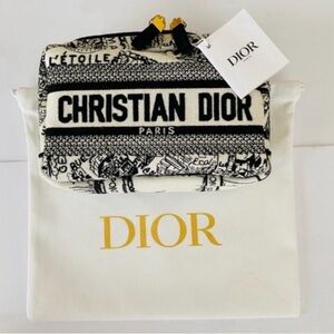 NWT Christian Dior Made in Italy Black White Plan de Paris Pouch Makeup Bag